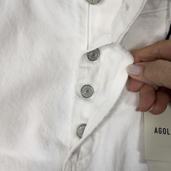 Agolde Broken Waistband Jeans White Wide Leg Button Fly Organic Cotton Size 31 - Picture 4 of 13